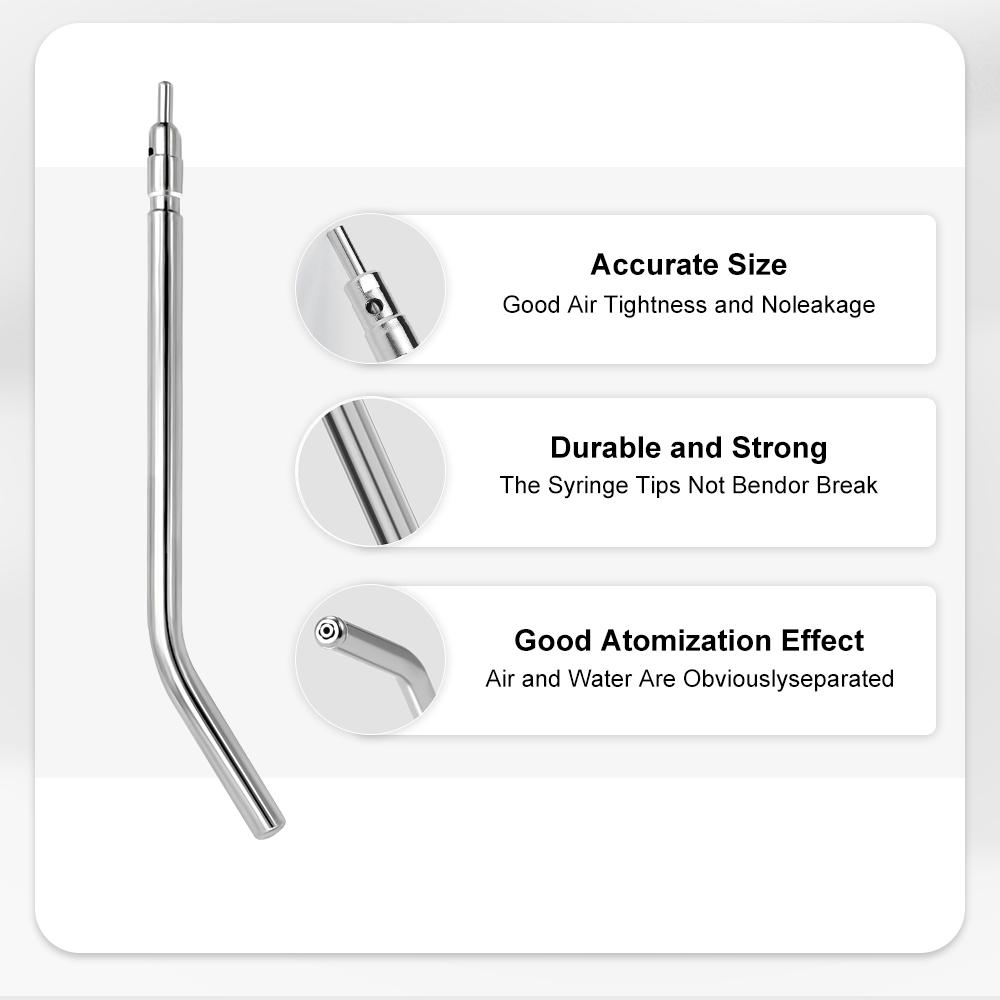 10Pcs Dental Spray Nozzles Tips Stainless Steel 3 Way Air Water Syringe Spray Nozzles Tubes