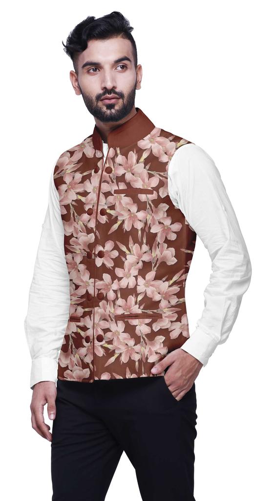 Atasi Artistic Printed Wedding Jackets For Men Nehru Jacket Waist Coat For Wedding & Festive