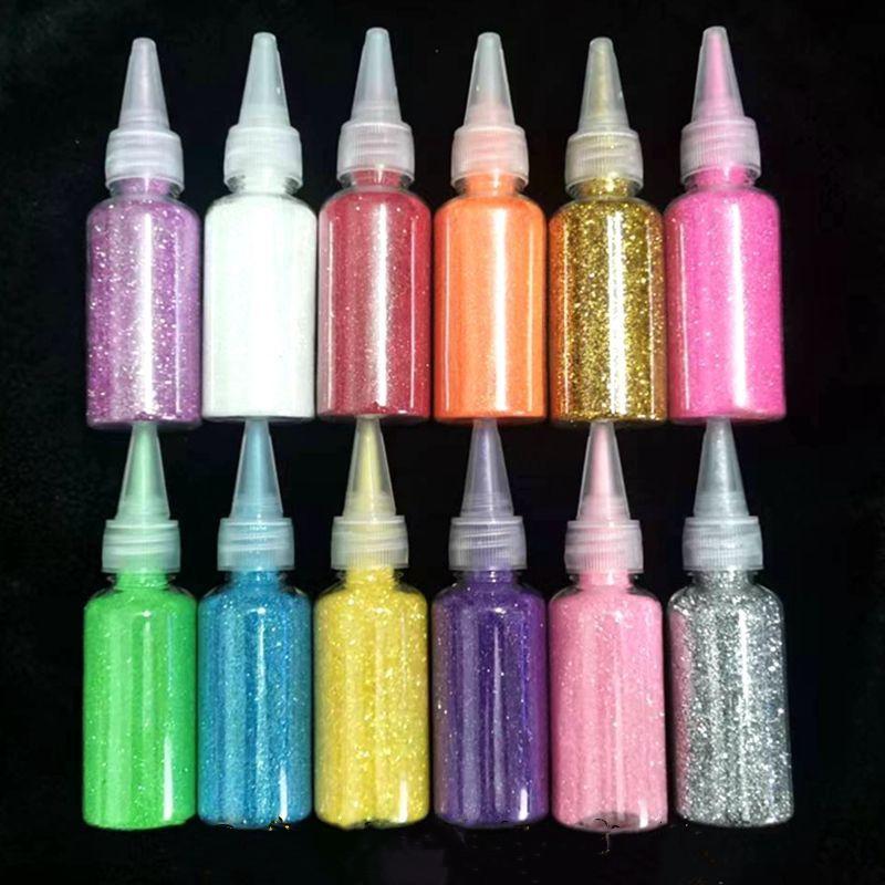 

Блестящая пудра Huancai, 12 цветов, блестящие блестки в бутылках, сверкающий кристаллический порошок, украшение своими руками, яркая пудра ручной работы