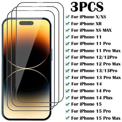 3 Stück Schutzglas für iPhone 14 13 12 11 Pro Max X XS XR 13 Mini Displayschutzfolie für iPhone 15 Pro Max 14 Plus Glasfolie
