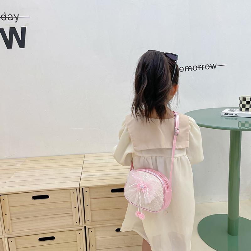 Adorable Ins Children's Bag Fashionable Cute Bow Sequin Little Round Bag For Kids