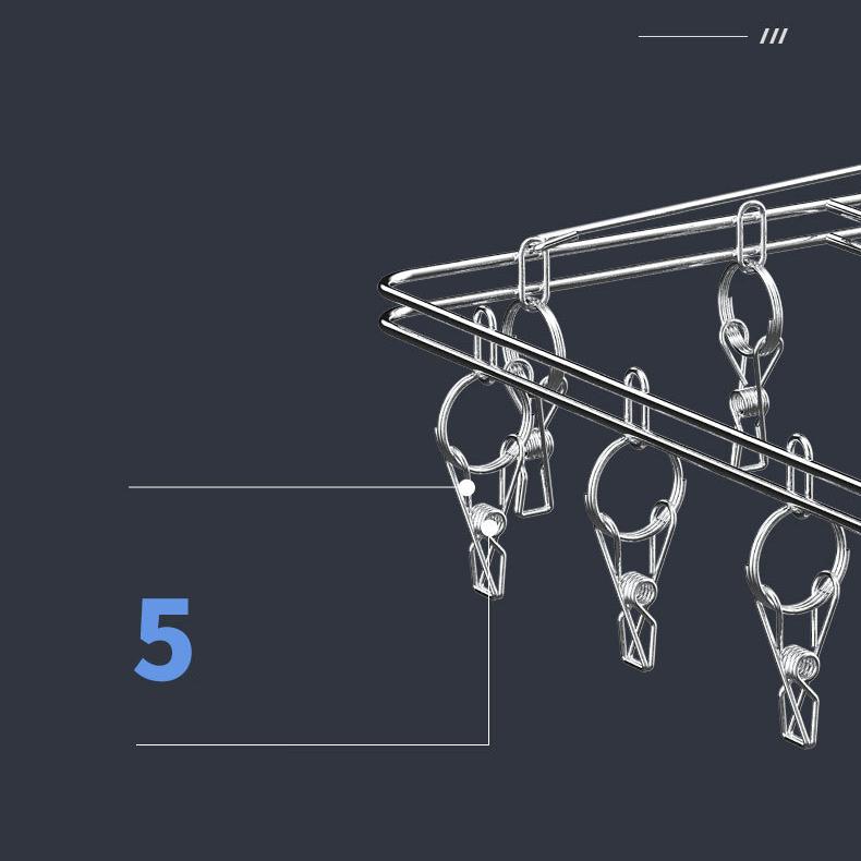 Umeraș pentru haine cu mai multe cleme, pliabil și îngroșat, cu 24/40/52 de cleme, șosete, prosop, rezistent la vânt.