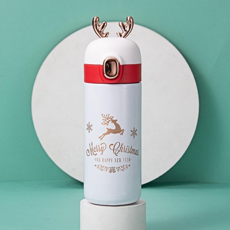 

Рождественский стакан из нержавеющей стали, 300 мл, термокружка с крышкой, праздничная кружка на рождественскую тематику для кофе и напитков, милая идея рождественского подарка Black Recognition