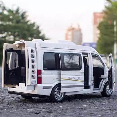 1/32 Business Purpose Vehicle RV Toy Car Model Alloy Diecast Sound Light Pull Back Function Toys Vehicle Models Collection Gifts