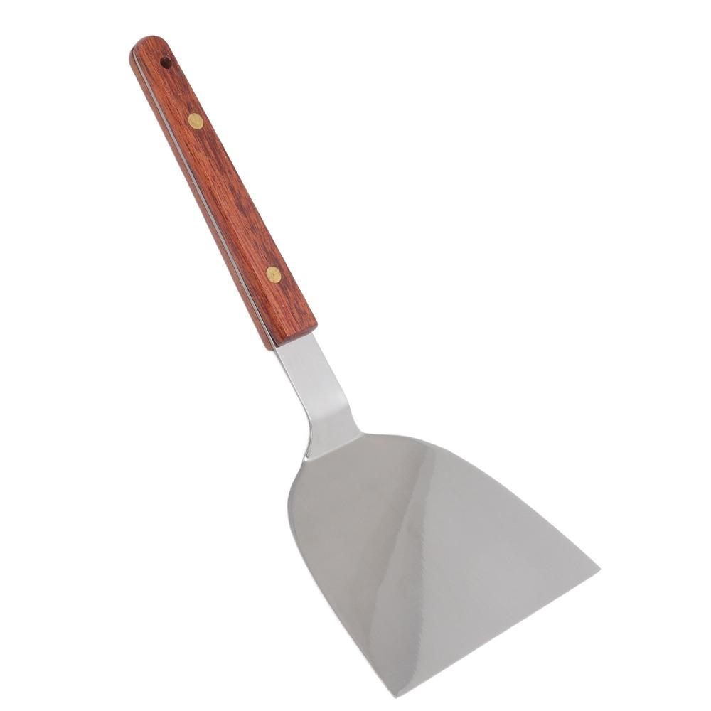 Wooden Handle Pancake Turner Wide Blade Teppanyaki Spatula Flipper Barbecue Spatula  Kitchen