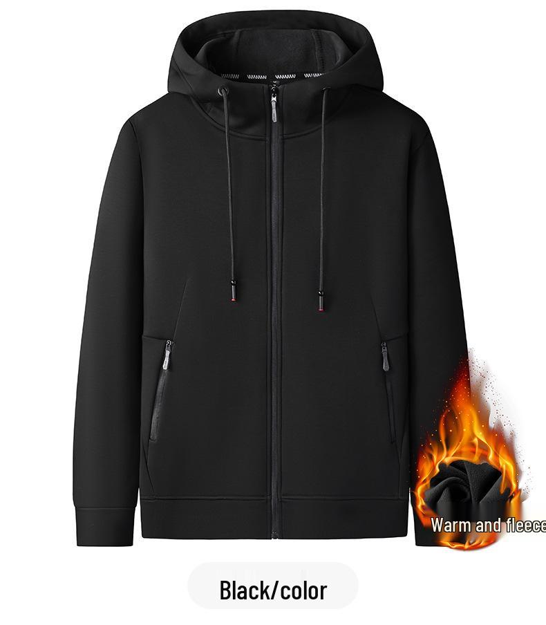 2025 Fleece-Lined Hooded Jacket: Men's Plus Size Thick Casual Sport Cardigan for Autumn/Winter