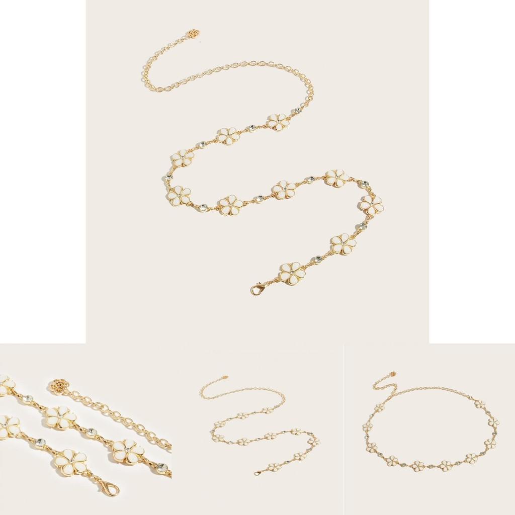 Chain Style Metal Waist Belt With Flower Design For Party And Casual Wear