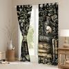 Gothic Skull Botanical Curtains Dark Academia Macabre Print Vintage Floral Drapes Blackout Window Cover for Bedroom Living Room