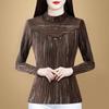 Thickened Velvet Lace Bottoming Shirt Women's Long-sleeved T-shirt Autumn Winter New Outer Wear Warm Mesh Top