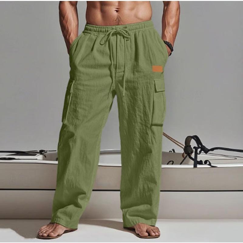 Men's Multi-Pocket Loose-Fit Wide-Leg Cargo Pants.