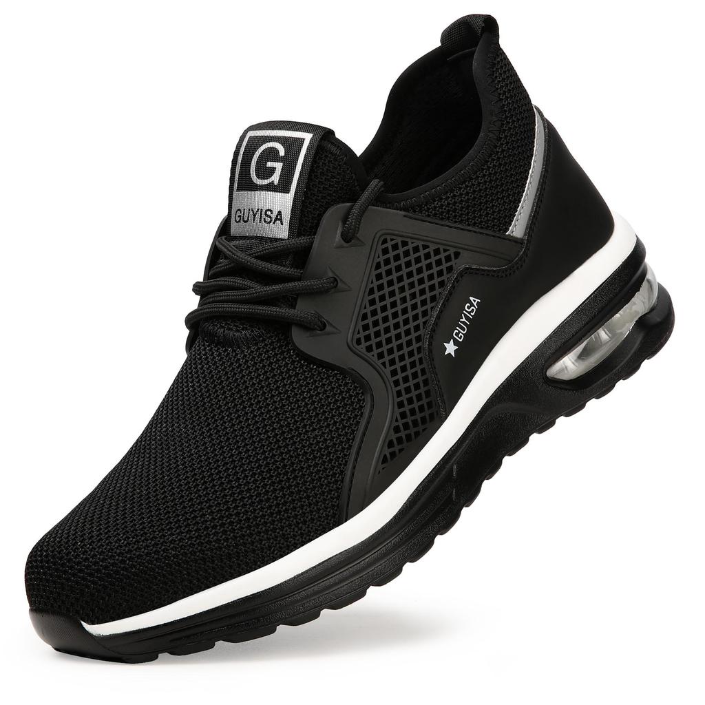 Steel Toe Safety Shoes for Men Women Protective Work Shoes Lightweight Mesh Air Cushion Safety Shoes Men Summer Work Sneakers