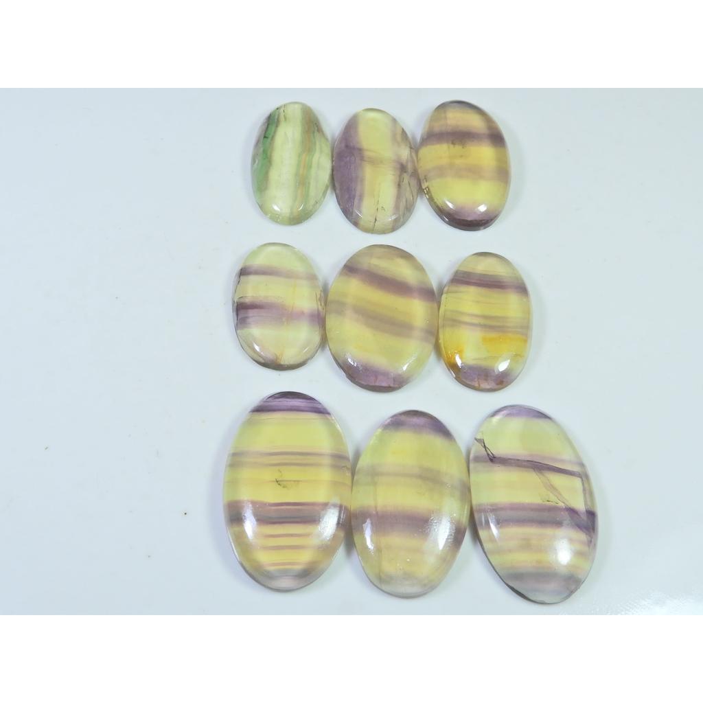 284Cts. Natural Rainbow Fluorite Oval Cabochon Loose Gemstone 09 Pcs Lot C-923