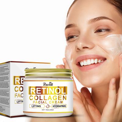 Przezroczysty słoiczek Liftingujący i Ujędrniający Krem do Twarzy Redukujący Drobne Linie Retinol Kolagen 70g Nawilża i Rozjaśnia Koloryt Skóry Rewitalizuje i Odżywia Nawilża