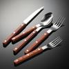 Stal nierdzewna 420 zachodni uchwyt na nity do jedzenia nóż widelec łyżka włoskie drewno różane 5 głównych sztuk prezent posiłek