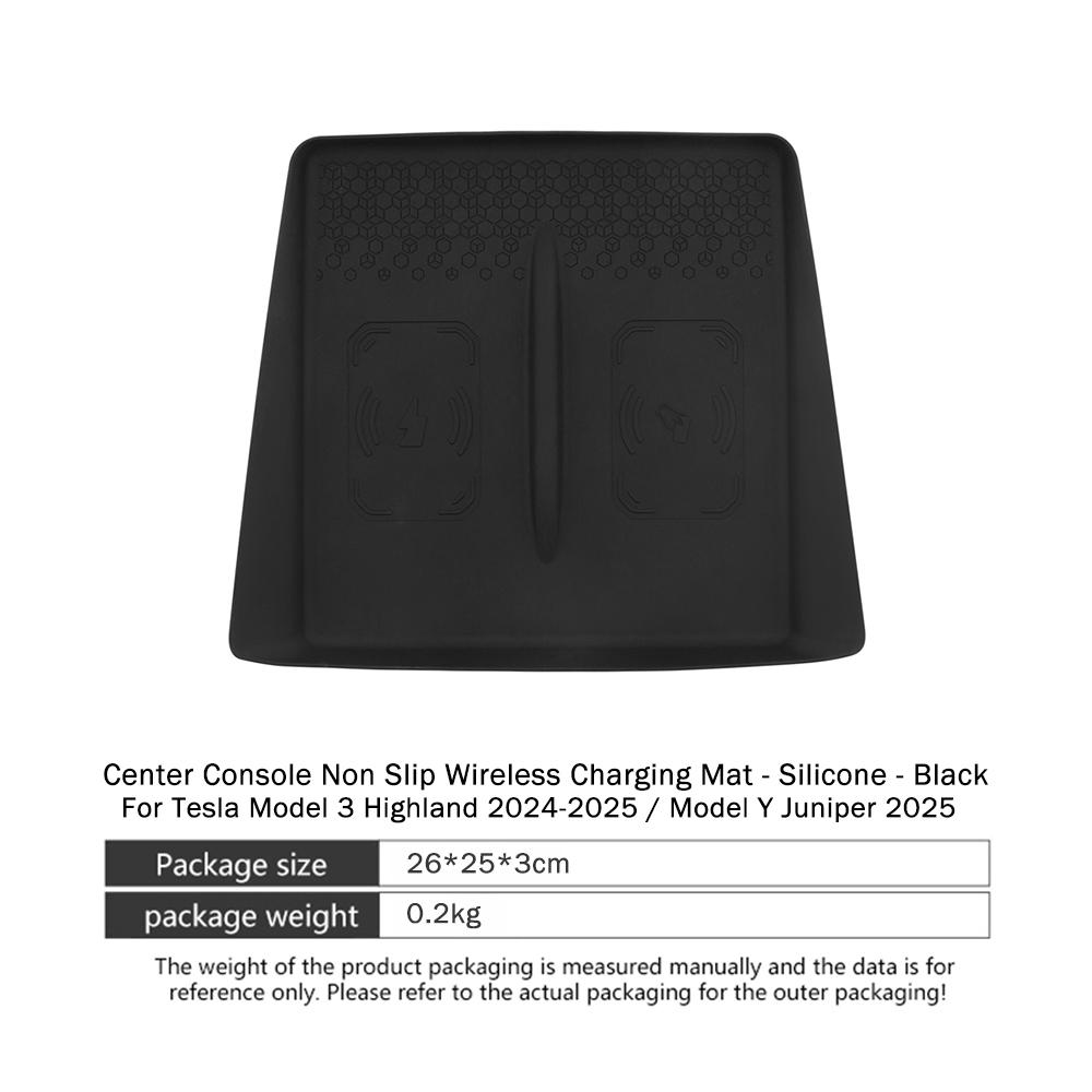 FIt For Tesla Model Y Wireless Charging Pad 2025 Juniper Model 3 Highland Car Center Console Charging Station Silicone Pad чёрный