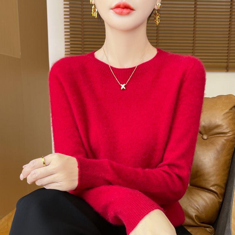 New autumn and winter crew neck knitted sweater women's loose short bottoming sweater pullover versatile knitted sweater