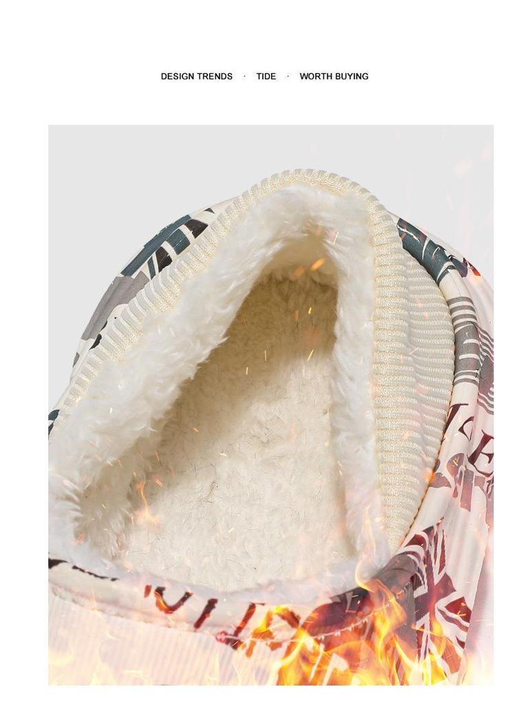 Men's Winter Waterproof Fleece-Lined Cotton Slippers - Plus Size, Dual-Use, Wrap-Heel, Half-Slippers for Outdoor & Home Use