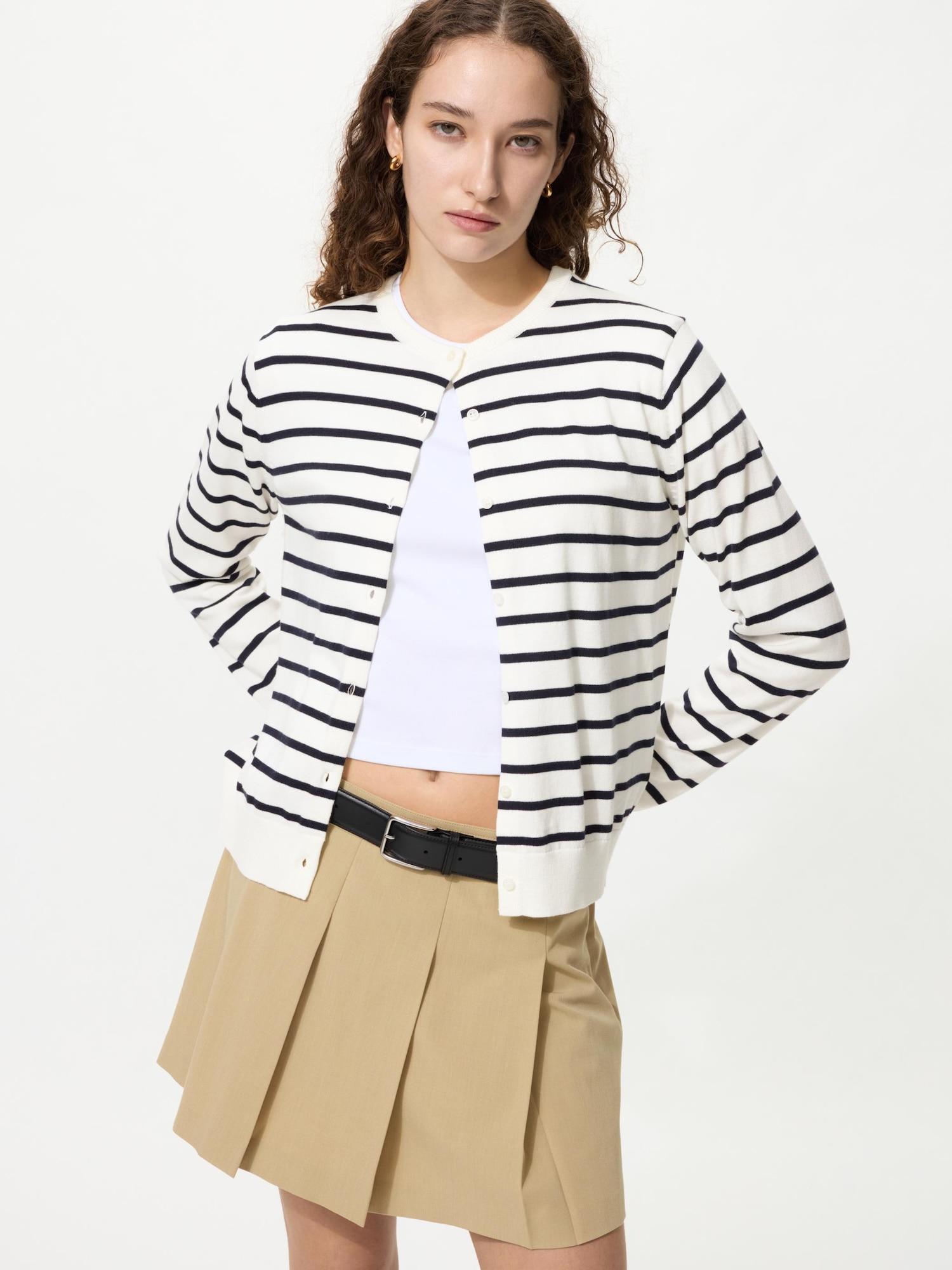 

Кардиган Uniqlo с защитой от ультрафиолета и круглым вырезом в полоску 00 WHITE/WOMEN XS