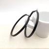 Matte Black Leather Big Hoop Earrings Exaggerated Ear Ring Female Circle Elegant South Korea Simple Personality Fashion