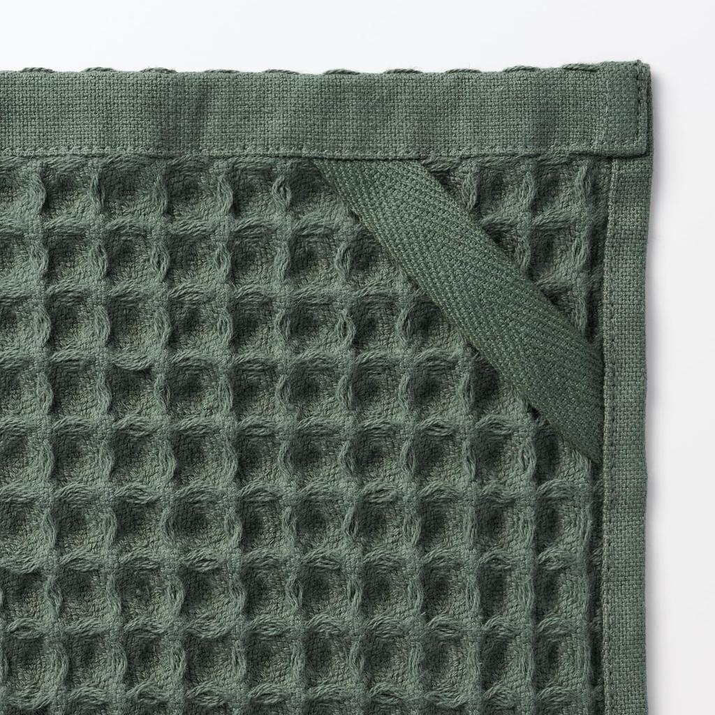 MUJI Waffle Hand Towels with Loops, 10-Pack, 34 X 35cm, Green, Smooth To the Touch, Product Number: 84705861