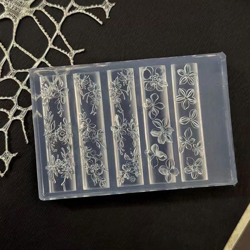 Spring Flower Nail Art Molds DIY Resin Carving Mold High Transparency Floral Decoration Nail Art Tools