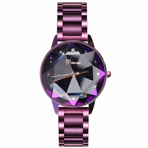 

RORIOS Fashion Women s Quartz Watch with Stainless Steel Band, Analog Watch with Starry Sky Design, Purple