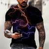 Summer Men's Top Oversized T-Shirt Casual Lightning Cool 3d Digital Print T Shirts for Male Short Sleeve Tee