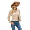 Spring and Autumn Women's Blouse Lace Long Sleeve Solid Colour Hollow Out Lace Sexy Knitted Top