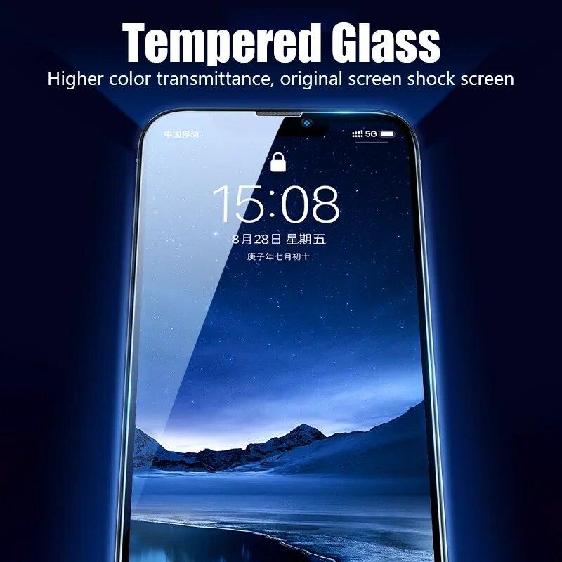 3PCS Tempered Glass for iPhone 14 15 13 12 11 Pro Max Mini Screen Protector on iPhone XS Max X XR 7 8 Plus SE 2020 2022 glass