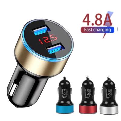 2 Usb Car Charger 12-24v Led Digital Car Adapter Socket Quick Car Phone Charger With Led Lamp For Iphone Xiaomi 3.1a Qc3.0