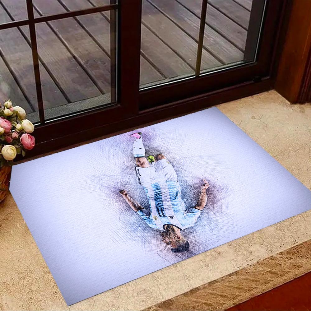 Dynamic Soccer Action Floor Mat Perfect for Bedrooms Kitchen Dining Room Dormitory Anti-slip Rug Office home decor Perfect Gift for Friends & Family