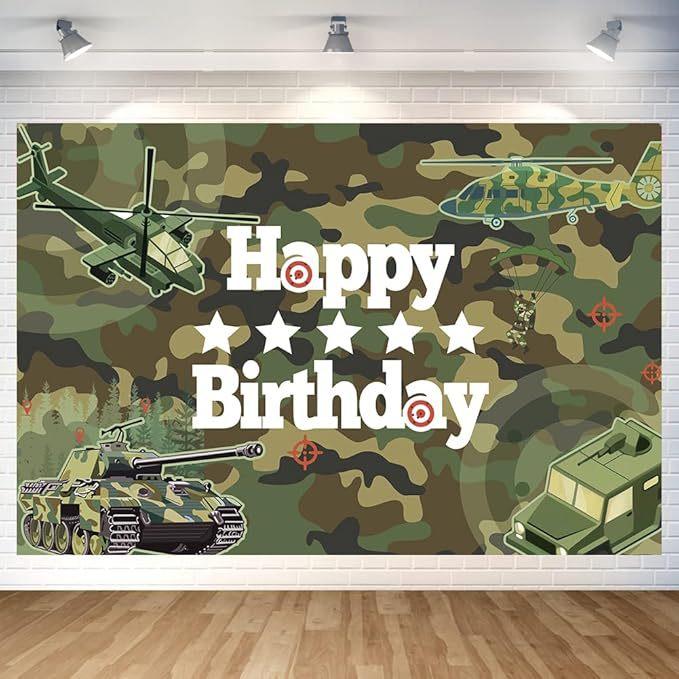 Camouflage Birthday Background Cloth Boy Military Camouflage Camping Military Training Party Decorative Banner Background 95*75cm