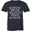 Waylon Willie Merle Johnny Hank Herren T-Shirt Gruppen T-Shirt Geschenk für Freunde Familie