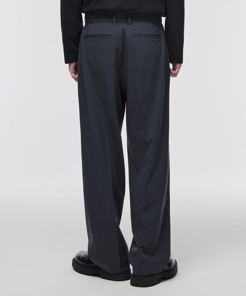 Musinsa Standard Narrow Belt One-Pleat Wide Slacks [Iron Gray]