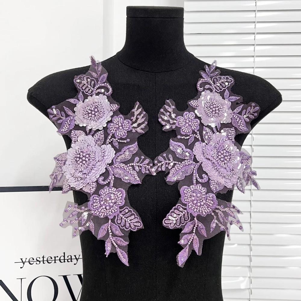 Costume Accessories Bead Lace Flower Stickers Embroidery Handmade Lace Applique DIY DIY Embroidery Lace Performance Costume