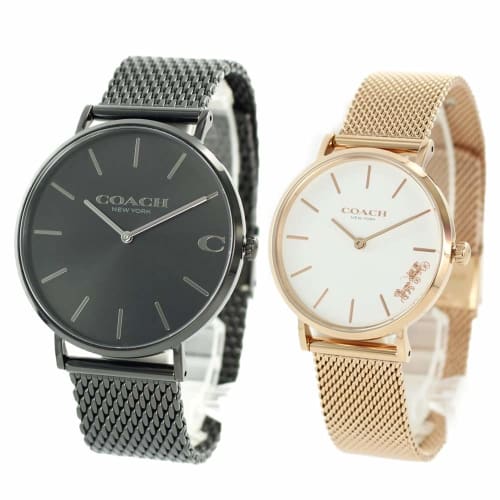 Coach Charles Perry Pair Watch Storage Box for Men and Women, Black and Pink Gold, 1460214814503425