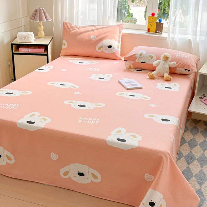 

Raw cotton old coarse cloth bed sheet soft mat three-piece set quilt single double dormitory printing washable anti-wrinkle 120x240cm 1pcs