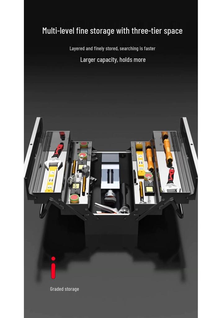 Three-Layer Multi-Functional Stainless Steel Tool Box for Home and Industrial Use