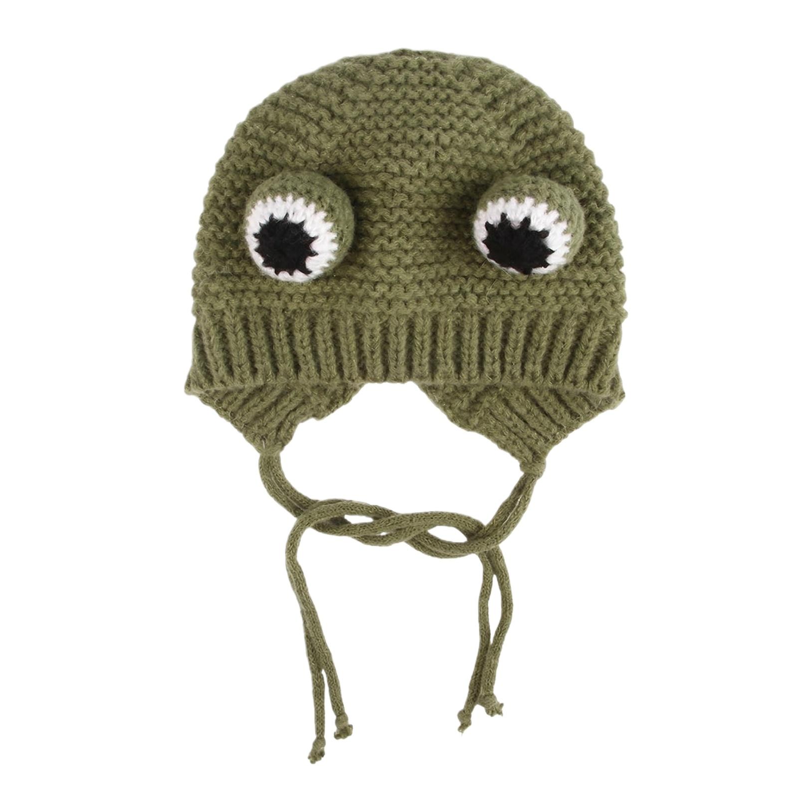 

Вязаная шапка для питомца с большими глазами, смешная, милая, косплей-кепка для кошек, собак, головной убор для питомца one size зелёный