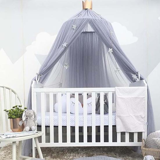 Tenda da Culla in Pizzo per Bambini Tenda a Cupola Rotonda Tenda Sospesa Zanzariera Decorazione Stanza Bambini