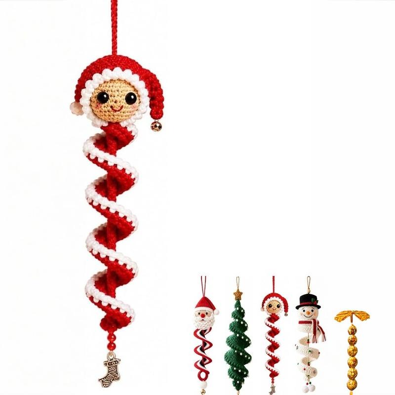 Decorazione di Natale Albero di Natale Kit Artigianale all'Uncinetto Pupazzo di Neve all'Uncinetto Ornamento a Spirale Set Fai da Te con Filato Gancio per Uncinetto e Istruzioni Fatto a Mano