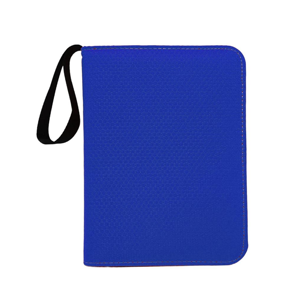 Card Storage Organizer with 9 Grid Transparent Pockets Honeycomb Texture Solid Pattern Zippered Closure and Wrist Strap for Document Protection