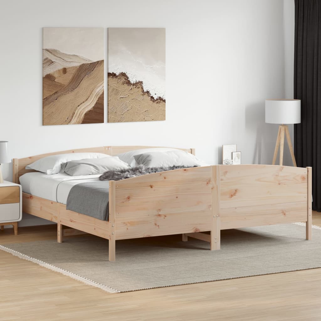 Vidaxl Bed Frame Without Mattress, 200X200 Cm, Solid Pine Wood