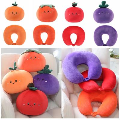 2 In 1 Cute Fruit Neck Pillow Cartoon Fruit-shaped Pillow Portable U-shaped Pillow  Home Relaxation