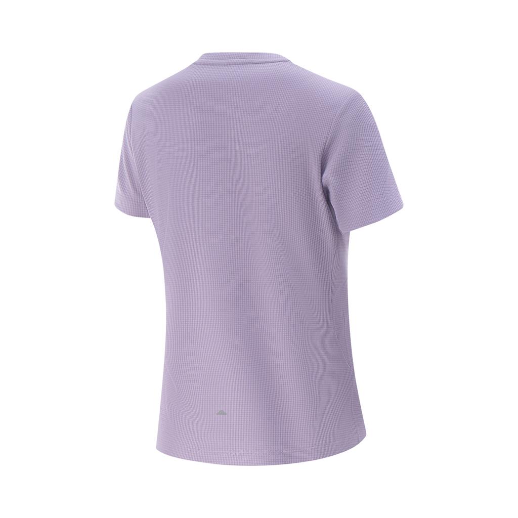 Li Ning Running Series Sports Casual Simple Solid Color Letter Crew Neck Pullover Short Sleeve T-Shirt Women T-Shirt Aviation-Purple ATSV098-11
