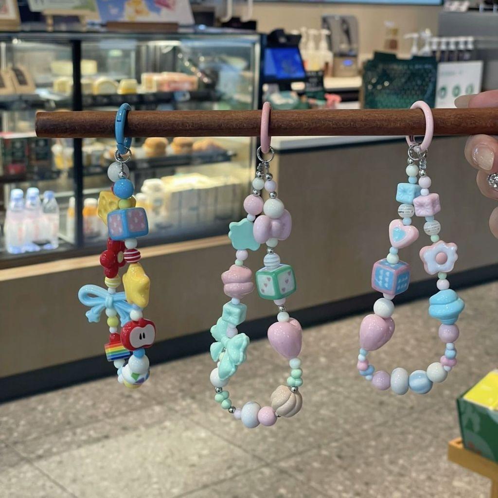 Cute Pvc Phone Chain With Beaded Keychain For Girls And Women