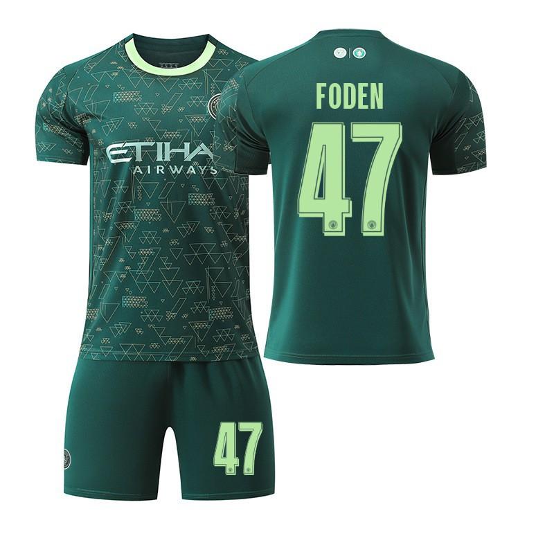 25-26 Manchester City's Three Passengers No. 9 Harland Football Uniforms Set Men's 10 Sherki 47 Forden 16 Rodrigo