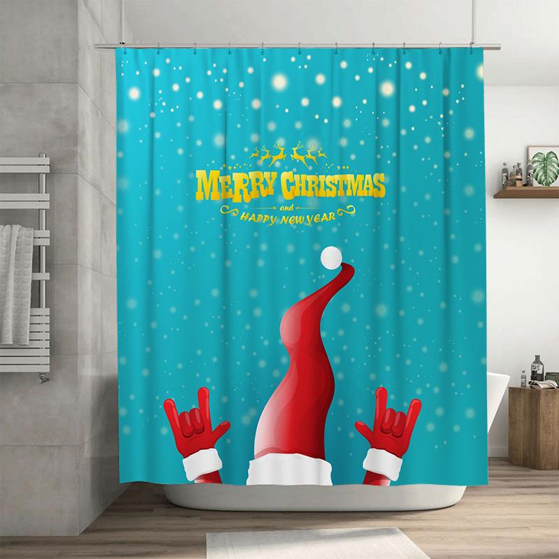 TU Christmas Shower Curtain Holiday Festive Reindeer Elk Pattern Waterproof Bathroom Decor Xmas Holiday Home Decor Festive Seaso 90x180cm35x71in