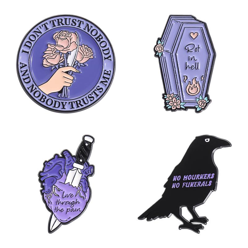 Punk Gothic Enamel Pins 4-7 Pcs/set Cute Ghost Halloween Cool Cowboy Brooches Lapel Badges Jewelry Gift for Fans Friends