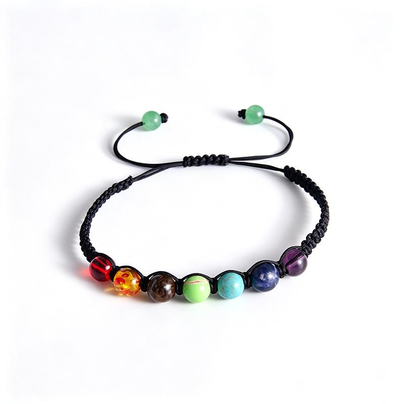 Colorful Natural Stone Bracelet, Adjustable Hand-woven Natural Stone Beads, Woven Bracelet